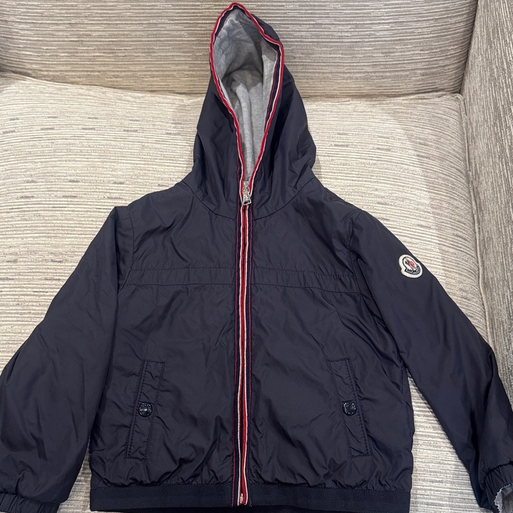 Moncler Gray jacket with Red and Blue Accents